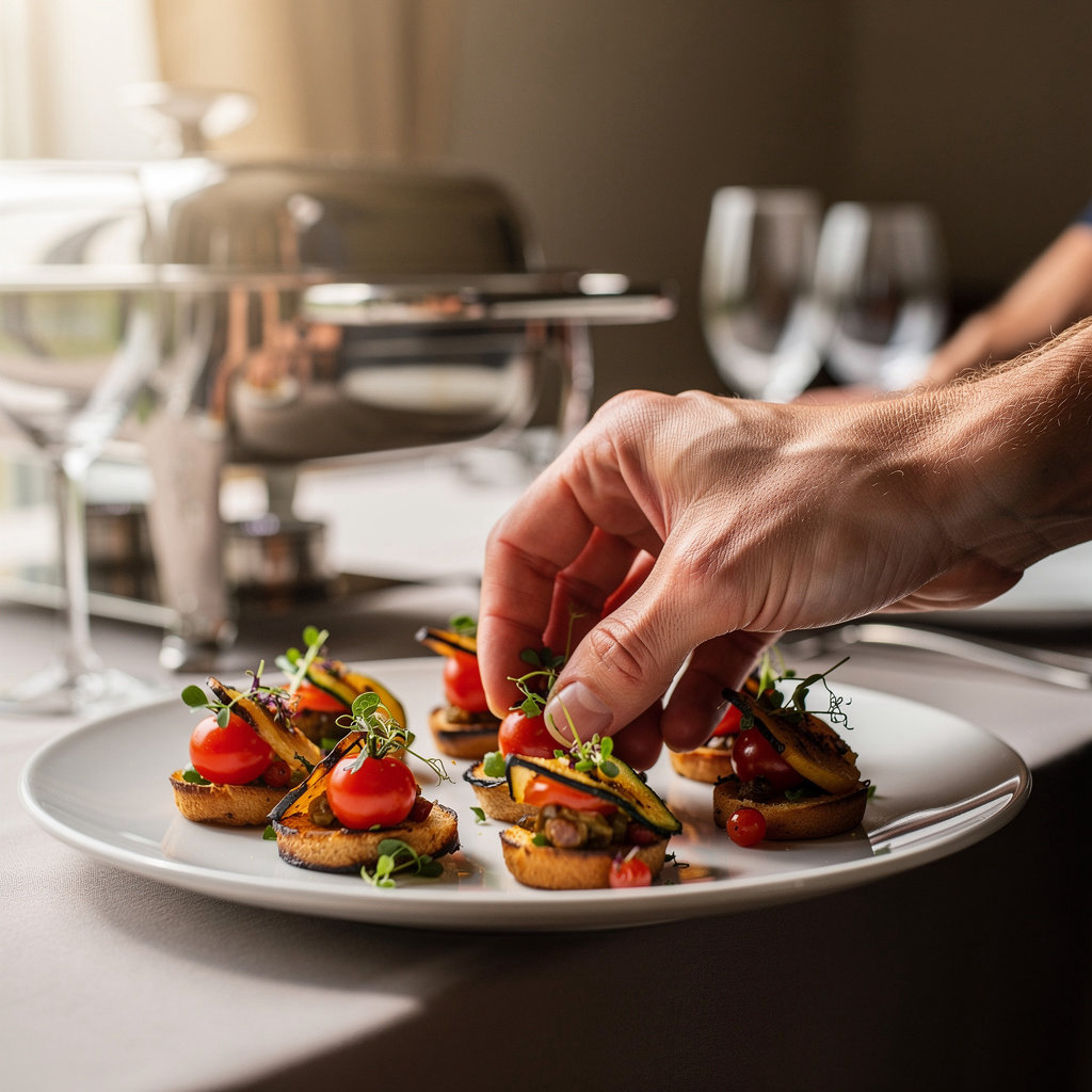 CURIOCITY CATERING presenting elegant catering spread for a San Diego wedding or corporate event